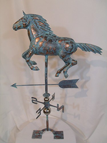 Furniture Barn USA Large Handcrafted 3D 3- Dimensional Running Horse Weathervane Copper Patina Finish