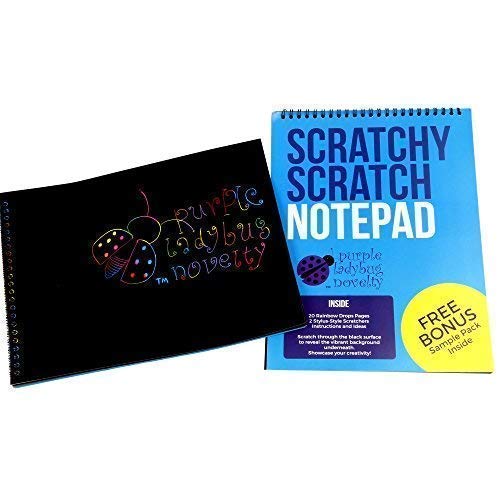 Rainbow Scratch Paper Art Kit for Kids: 20 BIG Sheets of Rainbow Color Scratch Off Paper in a Notepad + 2 Stylus Scratchers - Perfect Gift for Girls or Boys, Travel Activity for Airplane or Car - Thumbnail 5