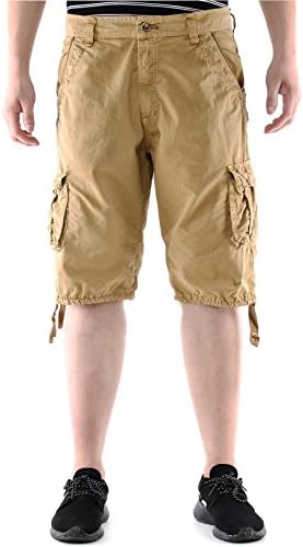 Mens Cotton Multi Pockets Baggy Cargo Shorts (38(Fit US 36), 2#khaki)