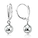 Hoops & Loops 925 Sterling Silver Ball Bead Dangle Leverback Earrings for Women, Silver Rose & Yellow Gold Flashed Sterling Silver