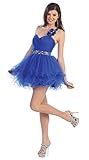 One Shoulder Cocktail Party Junior Prom Dress #907 (10, Royal Blue)
