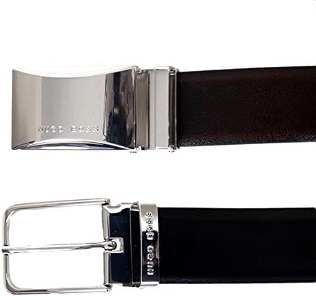 Hugo Boss Black Mens Reversable Leather Belt With 2 Changeable Buckles BOSS6597