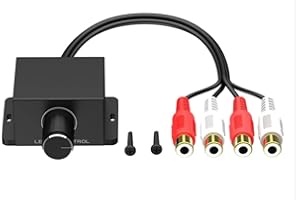 Geynutaly Car Audio Amplifier Bass Level Remote Volume Control Knob Male and Female Input and Output Car Volume Regulator Spare Parts Accessories