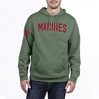 Elite Fan Shop US Marine Corps Armed Forces Military Hooded Sweatshirt Military Green - Large - US Marines Military Green