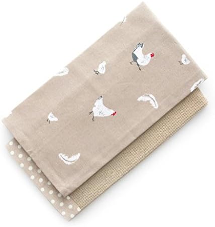 Rushbrookes Pecking Order 100% Cotton Set of 2 Stone Tea Towels