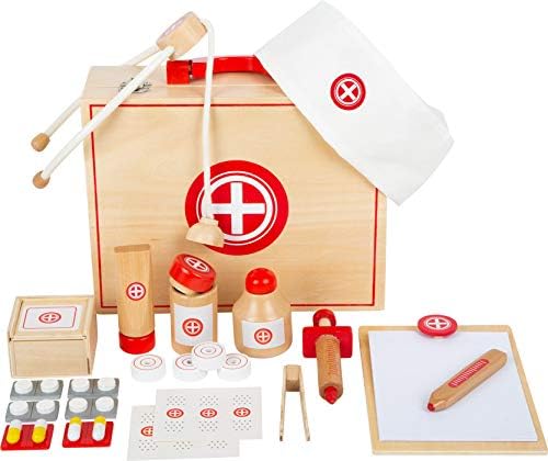 Small Foot 11695 Doctor's Kit Natural Wood, play set, with many accessories, for ages 3+ years, Brown - Image 3