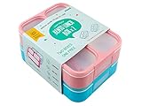 Lunch Box Set of 2 Leakproof Lunch Containers, Pink Blue, 3-4 Insulated Compartments, Lightweight Bento Lunch Boxes for Kids Adults Athletes, Fit for Meal Prep, Snacks, Portion Control | by Zimmi