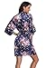 Mignon Cromwell Women's Floral Bride Bridesmaids Robe Satin Wedding Kimono Bridal Dressing Gown Sleepwear, Navy, XL