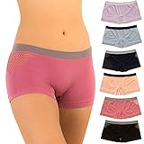 Alyce Athletics Women's Seamless Boyshort Sport Panty with Cut Out Design, Pack of 6