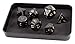 Forged Dice Co. Metal Black Raven with Gold Numbers Set of 7 Polyhedral Dice for RPG Gaming Games with Dragon Logo Tin Case
