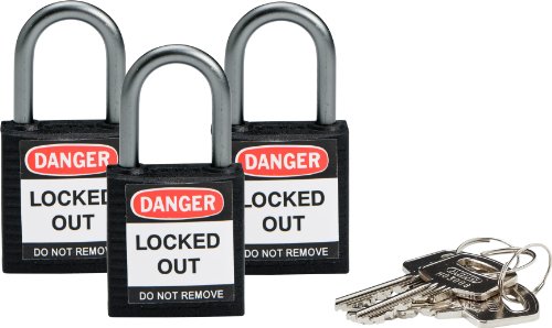 Brady 118969 Black, Brady Compact Safety Lock - Keyed Alike (3 Locks)