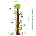 Height Measurement Growth Chart Tree Cute Monkey and Owls Wall Vinly Decal Decor Sticker Removable Super for Nursery Playroom Girls and Boys Children's Bedroom