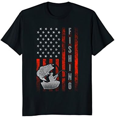 Fishing Designs and Apparel Co.Distressed Fishing American Flag Novelty Graphic T-Shirt