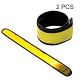 Techion 2 Pack LED Slap Armband / LED Snap on Armband with High Visibility for Cycling / Biking / Walking / Jogging / Running Gear (Yellow)