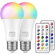 Color Changing Light Bulb,RIMOL 10W RGB Color LED Light Bulbs with IR Remote Control A19 LED Night Light Bulbs E26 Mood Light Bulb for Home Decor,Party(RGB+Daylight White,Dimmable,2-Pack)