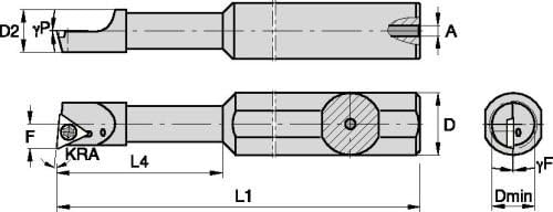 WIDIA WIDIA Circle FSBI31250015R FSBI Small Hole Boring Bar for Turning, -5° Angle, Steel Stepped Boring Bar, 0.5" Shank Diameter, Right, 3" Length