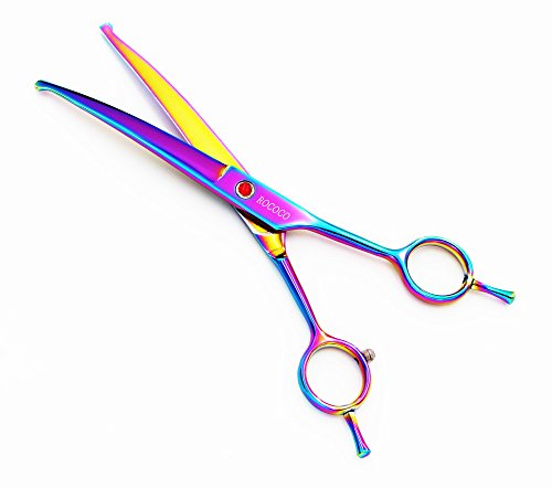 ROCOCO Professional Dog Grooming Scissors Set - Stainless Steel Rounded Tip Sharp Durable Shears Pet Grooming Comb in Kit - Best Tools Trimming Every Sensitive Dog Cat (Multicolour)