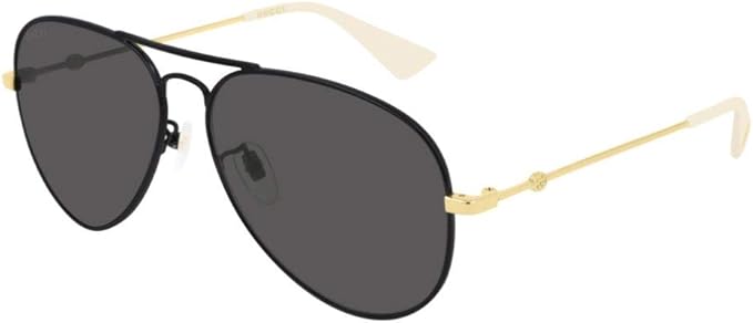 gucci black and gold aviator sunglasses