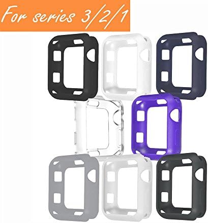 V1take Compatible with Apple Watch Case 38mm 42mm, [8 Pack] Slim Lightweight Shock-Proof Iwatch Protector Case Compatible with Apple Watch Series 3 Series 2 Series 1, Sport, Edition (Dark,42mm)