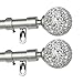 Turquoize 2 Pack Adjustable Decorative Window Curtain Rods, 28 to 48 Inches, Nickel Finish, Glass Mosaic Ball Finials
