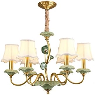 DGEG Chandelier Ceiling Light Continental Pastoral French Antique Copper Ceramic Lighting for Living Room/Bedroom / Restaurant (Color : 6 lamp)