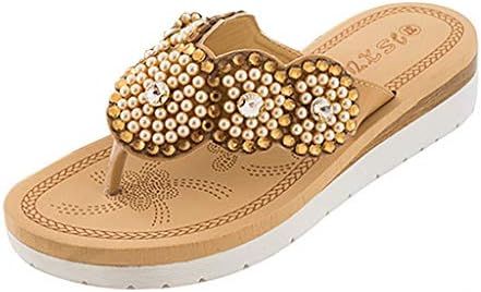 Clearance Sale! Women's Slippers Shoes, Jiayit Women Ladies Bohemia String Bead Flat Flip-Flop Beach Casual Shoes Summer