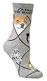 American Pit Bull Terrier on Gray Ultra Lightweight Cotton Crew Socks - Made in USA