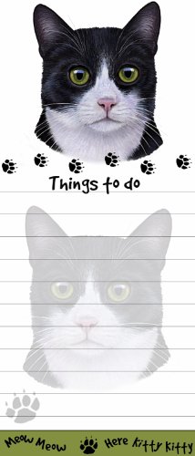 "Cat Magnetic List Pads" Uniquely Shaped Sticky Notepad Measures 8.5 by 3.5 Inches