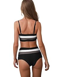 Bikini deportivo para dama (2 piezas), diseño de bloques de colores