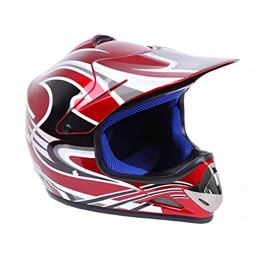 Sange DOT Youth Kids Offroad Helmet Motocross Helmet Dirt Bike ATV Motorcycle Helmet Gloves Goggles (Red, Medium) - Thumbnail 4