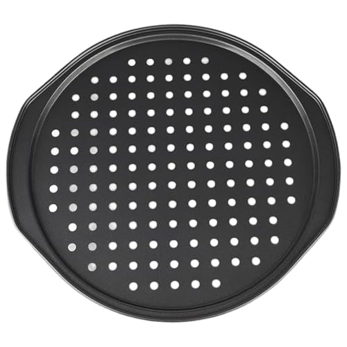 Cunlvyyds Pizza Pans 14 Inch Steel Rust-Free Nonstick Pizza Pan with Holes & Handle 0.4mm Thick Round Tray for Bread Cakes Baking, Pan for Oven