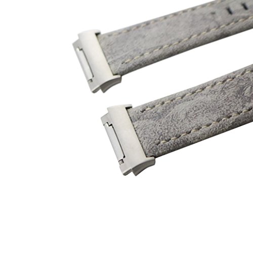 Lisin Classic Leather Wristband With Metal Connectors For Fitbit Ionic (Gray) - Thumbnail 2