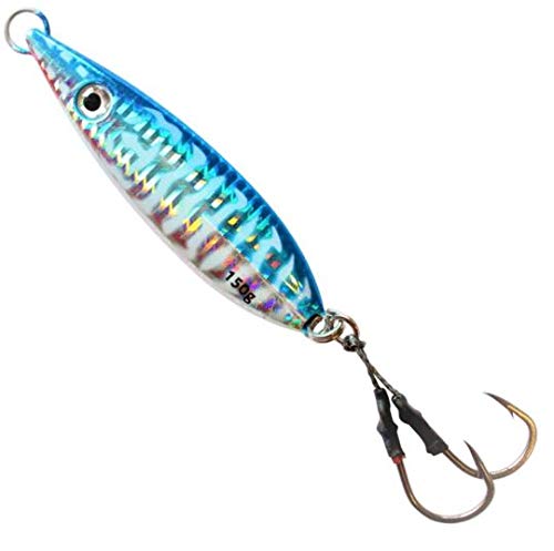 Calissa Offshore Tackle Flat Fall Jig ||| 80g 150g 250g 300LBS Assist Hooks 3/0 Butterfly ||| Vertical Knife Speed Lure Slow Pitch Fall || (Blue Mackerel, 250g)