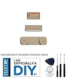 New iPhone 5S Vibrate Mute Switch Volume and Power Button Replacement Part with Tools Kit (Gold) - FIXSTOP