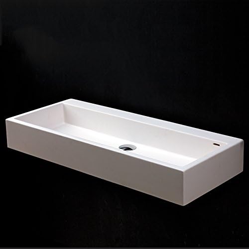 Lacava Vessel solid surface washbasin with overflow, 36"W x 15"D x 6"H. Any number of faucet holes will be drilled only if de