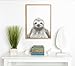 Kate and Laurel Sylvie Sloth Black and White Portrait Framed Canvas Wall Art by Simon Te Tai, 18x24 Natural