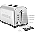2-Slice Toaster, Home Gizmo Cool Touch Toasters with 2 Extra-Wide Slots, 7 Browning Dials and Removable Crumb Tray - Brushed Stainless Steel