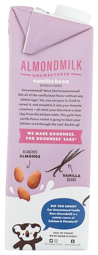 MOOALA BRANDS PLANT BASED BEVERAGE, UNSWEETENED VANILLA ALMONDMILK (6 PACK) | ORGANIC PLANT BASED BEVERAGE | DAIRY FREE, GLUTEN FREE, ORGANIC, KOSHER |