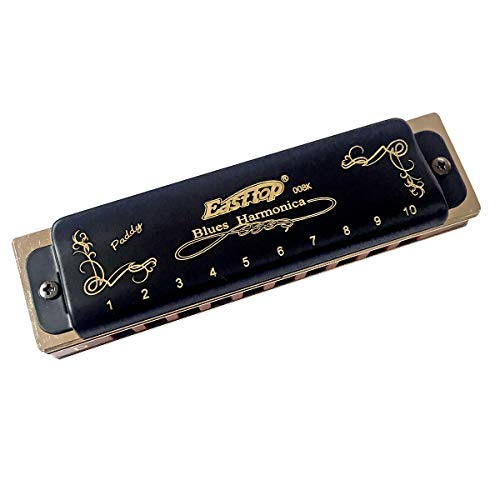image for East Top 10 Hole 20 Tone Blues Professional Harmonica Key Of Paddy D M