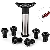 Wine Vacuum, Wine Stoppers Vacuum Pump Portable Wine Preserver with 6 Rubber Vacuum Stoppers - Wine Saver Keeps Wine Fresh and Tasty by NEWXLT (Black)