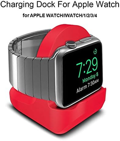 ALINKCO Stand Holder for Apple Watch 42mm/38mm Silicone Charging Dock Stand Holder Bracelet Smart Watch Accessory (Red)