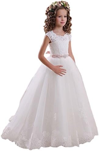 Kauste Lace Flower Girls Dress Girls First Communion Dress Princess Wedding FB011