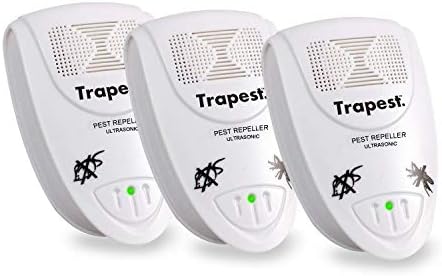 Trapest Ultrasonic Pest Repeller Mice Electronic Pest Control Plug-in Insect Repellent for Rodents, Rats, Cockroach, Flies, Roaches, Ants, Spiders, Fleas, 3 Pack