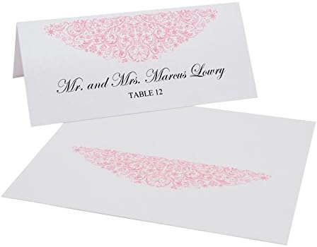 Vintage Snowflake Flourish Easy Print Place Cards, Pearl White, Pink, Set of 250 (63 Sheets)