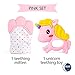 Blue Moon Teething Mitten + Teething Toy (Unicorn or Squirrel) Package, Teether Offering Soothing Relief for Babies, Infants and Toddlers. 100% Food Grade, BPA FREE Silicone. Great Pink Shower Gift!