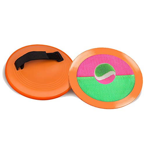 ONFUTAT Toss and Catch Balls, 3 Stick Disc Paddles Toss and Catch Ball Set, 6 Paddles and 6 Balls, Suitable for Sports, Beach, Gifts, Event and Game Prizes, Party Favor and Supplies