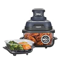 Ninja CRISPi Portable Air Fryer, 3.8L, 4-in-1: Air Fry, Roast, Keep Warm, Recrisp, Space Saving Compact Design, 2x Removable Glass Containers & Lids, 1700W, Cyber Space Blue FN101UKGY