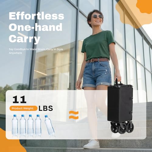 Overmont 3-in-1-120 L Folding Trolley with Wheels - Large Capacity - 100 kg - Lightweight and Compact Trolley with Wheels - for Camping, Beach, Garden, Shopping and Sports