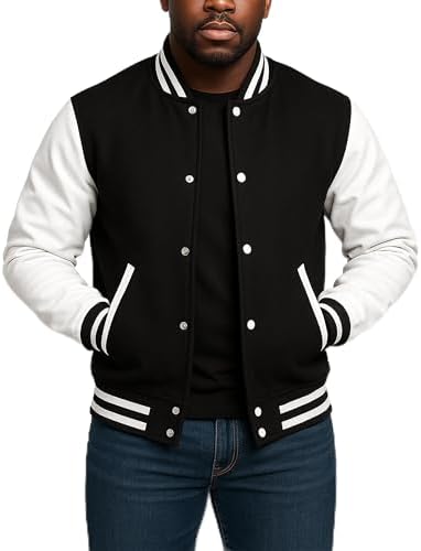 WEIV GEAR Mens Letterman Melton Varsity Jacket for Men Baseball