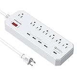 [Quick Charge 3.0] Poweradd Surge Protector 7-Outlet Power Strip (1875W/15A) with 5-Port Smart USB Charger (40W/8A), 6-foot Heavy Duty Extension Cord 900 Joules - White